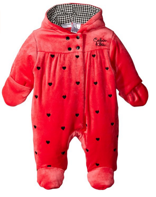 1 Calvin Klein Baby Girls  Hooded Coral Pram  Clothing