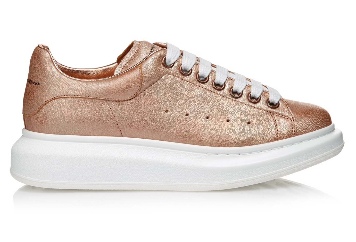 "Low-top metallic-leather platform trainers