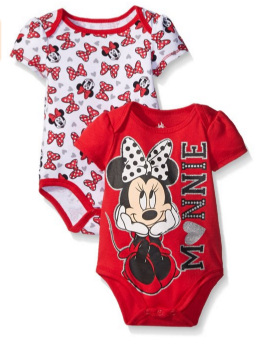 4  Disney Baby Girls Minnie Mouse Two Pack Bodysuits  Clothing