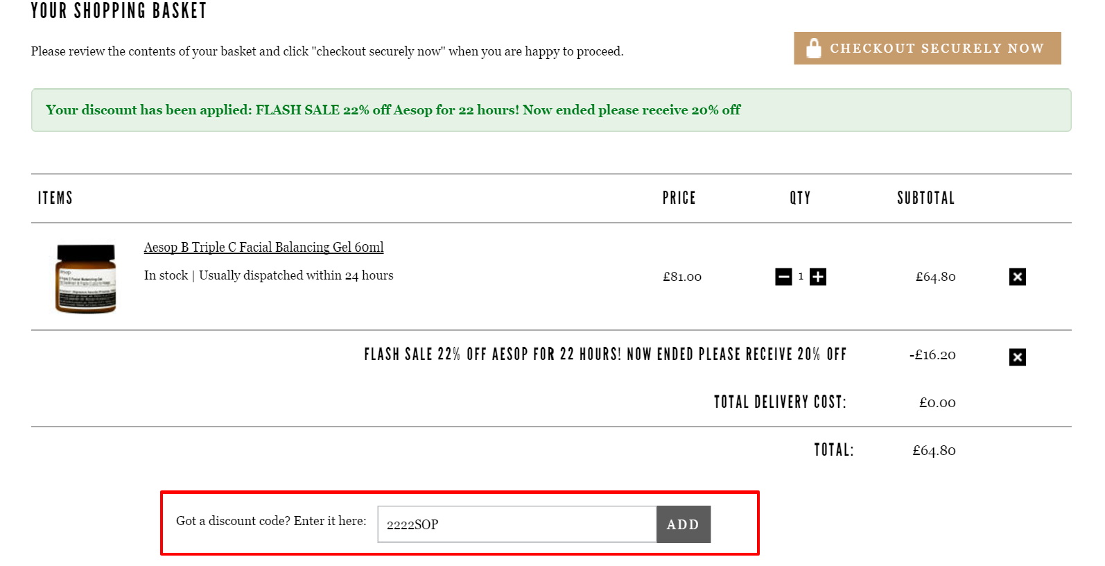 Your Shopping Basket   FREE UK Delivery