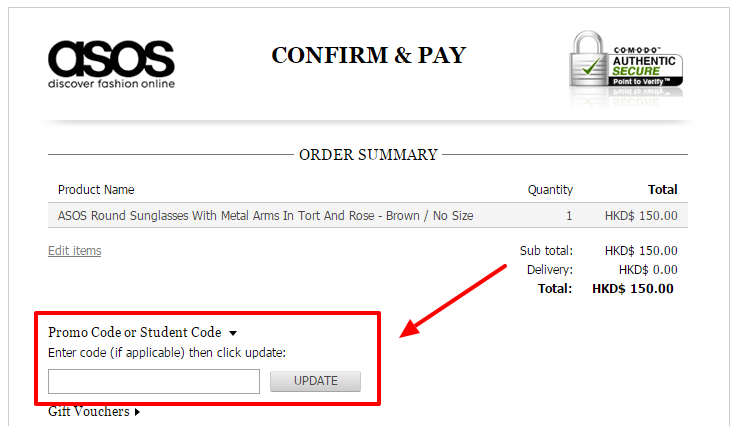 Confirm   pay   ASOS