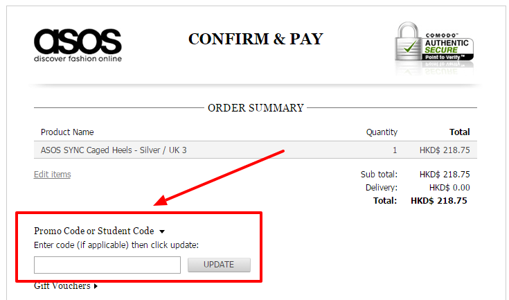 Confirm   pay   ASOS