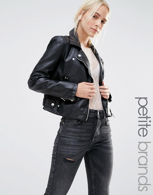 Vero Moda Petite Leather Look Biker Jacket