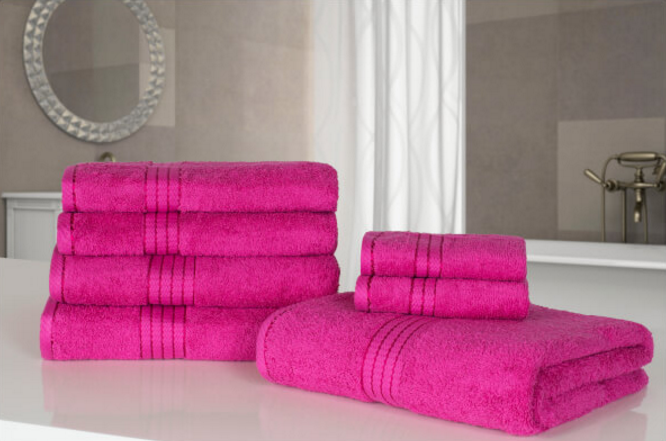 Highams 100 Egyptian Cotton 7 Piece Towel Bale Fuchsia Homeware