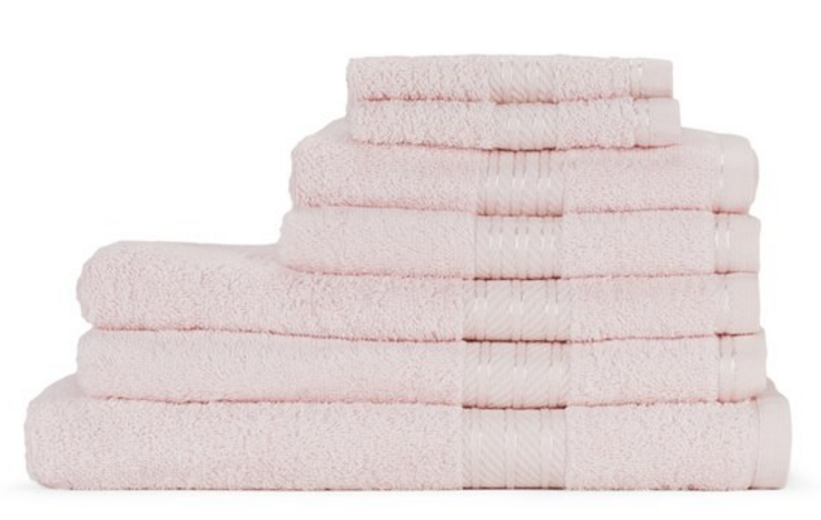 Restmor 100 Egyptian Cotton 7 Piece Supreme Towel Bale Set 500gsm Pink Clothing