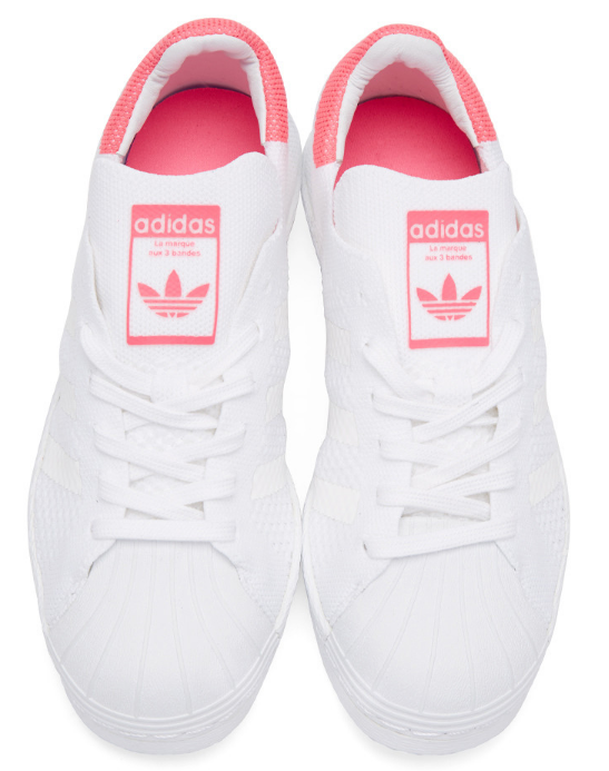 adidas Originals White Pink Superstar 80 s PK Sneakers SSENSE