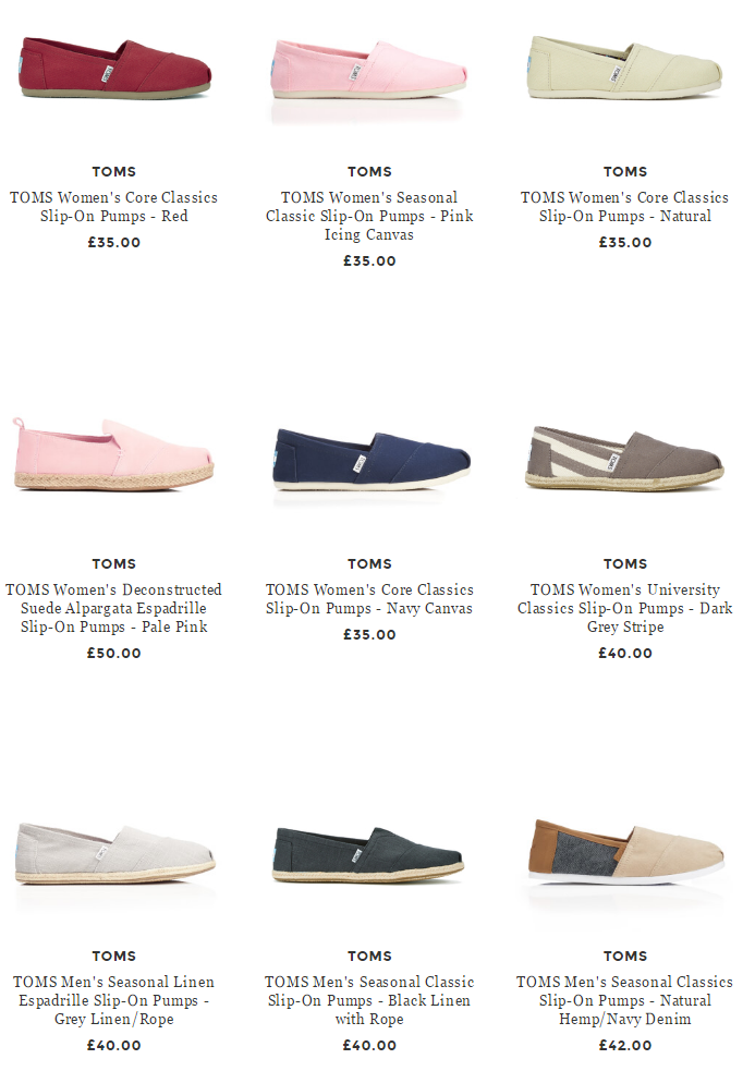 TOMS FREE UK Delivery