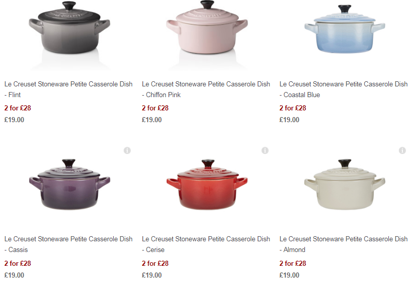 2 for £28 Le Creuset Petite Casserole Dishes TheHut.com