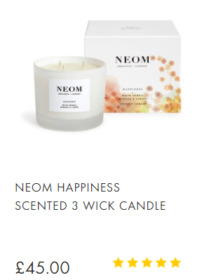 NEOM Happiness Scented 3 Wick Candle