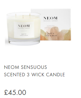 NEOM Sensuous Scented 3 Wick Candle 