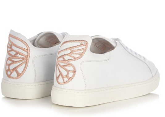 Sophia Webster rose gold butterfly Bibi low top leather trainers