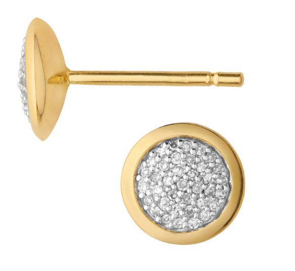 Diamond Essentials Yellow Gold Pave Round Stud Earrings Links of London