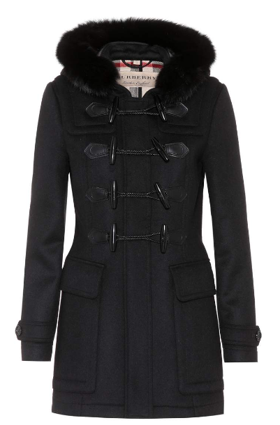 Burberry Blackwell fur trimmed wool coat